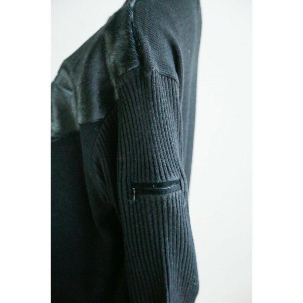 Vintage Davoucci Knit Cow Skin Patchwork Long Sleeve Pullover L - Picture 11 of 12